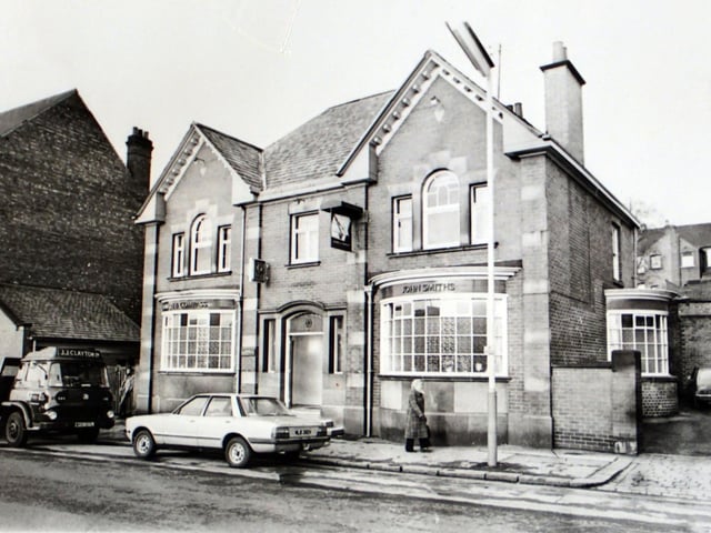 Square and Compass on West Bars, Chesterfield, 1981.