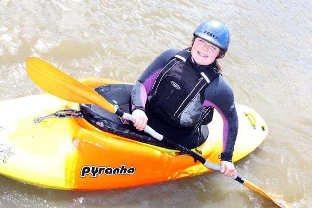 Charlotte Smith from Pleasley Vale Canoe and Activity Club demonstrated kayaking at Chesterfield Canal Festival in Staveley Basin in 2013.