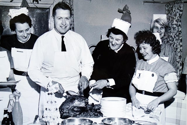 Cutting the turkey at Ripley Hospital in 1963.