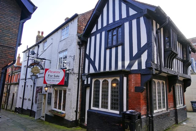 Located in a Grade II conservation area, the eye-catching black and white, half-timbered building is full of character and is on the market for £235,000