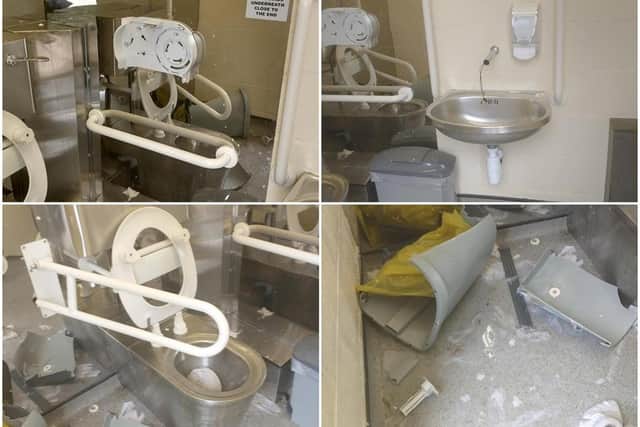 The gang of teens inflicted ‘substantial damage’ to the disabled toilet.
