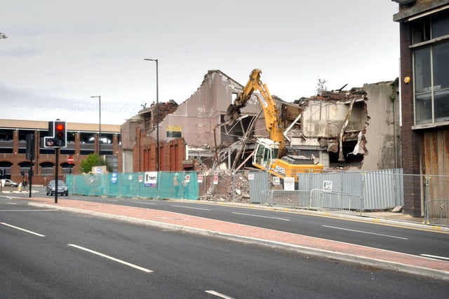 Bulldozers on the site of the former Echo building in West Wear Street in 2005.