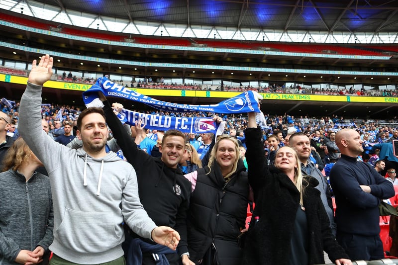 Chesterfield fans inside Wembley Stadium ahead of kick-off.