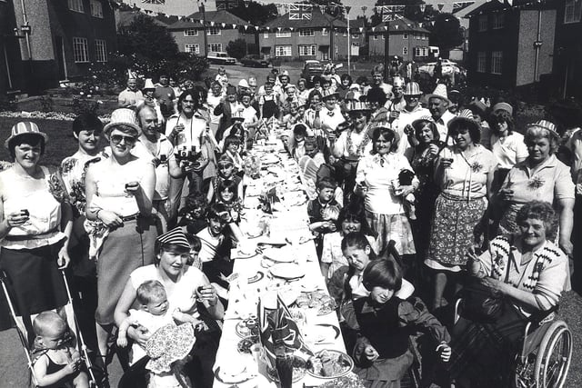 Street party held at Compass Crescent, Old Whittington, Chesterfield in 1981 to mark the royal wedding of Prince Charles and Lady Diana Spencer