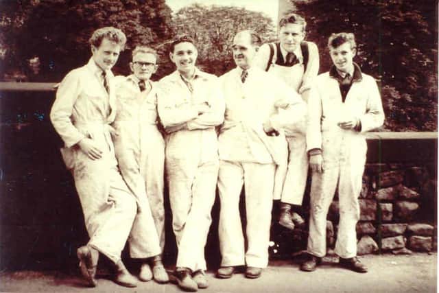 Derek Lowe, Harry Hill, David Wright, Joe Addison (who John Cuttriss was apprenticed to), Jim Hazeldene and Kenneth Hewitt at St Helena School in Chesterfield circa 1958.