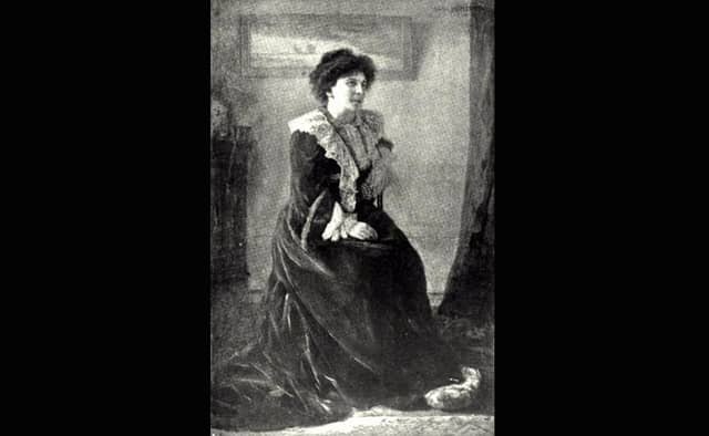Hertha Ayrton was an engineer, mathematician and inventor. She was born in Portsea, Portsmouth on April, 28 1854 and died in Bexhill-on-Sea, Sussex on August 26, 1923. Her research in vortices in water and air led to the invention of the Ayrton fan, which was used in the trenches of the First World War to get rid of gas and poison. She was also closely involved with the fight for women's suffrage. Here, Hertha Ayrton has been painted by Mme. Darmesteter.