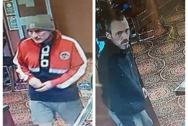 Officers investigating two thefts at a Chesterfield Casino have released CCTV images of two men they would like to speak to.