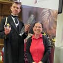 The George Stephenson re-enactor with Chesterfield Museum staff