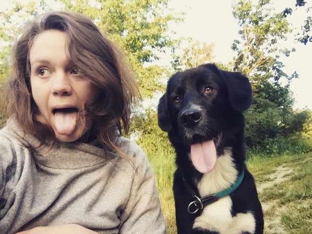 Hannah Seeger scoops 'Pets who look like their owner' award at the Mars Petcare Comedy Pet Photography Awards after entering a picture of herself with her dog Mila.