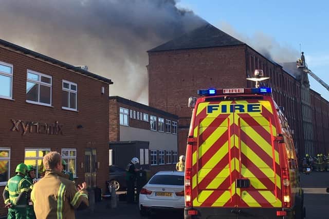 Firefighters tackle the blaze at Springfield Mill in Sandiacre.