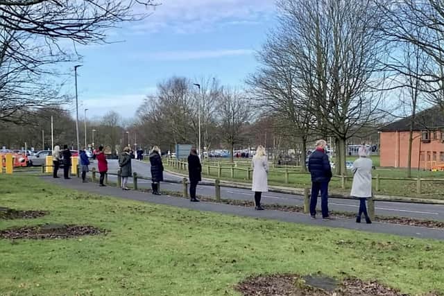 Frontline workers pay their respects to Jenny Stone, who worked at Chesterfield Royal Hospital for 30 years and who died after contracting Covid-19.