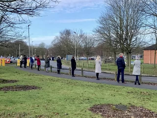 Frontline workers pay their respects to Jenny Stone, who worked at Chesterfield Royal Hospital for 30 years and who died after contracting Covid-19.