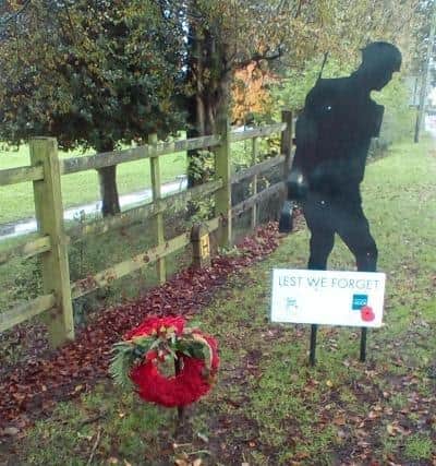 The wreath was stolen from outside Grassmoor Park gates on North Wingfield Road.