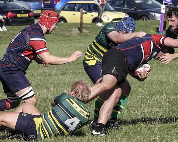 Action from Biggleswade's game with Huntingdon & District. Photo by David Kay.