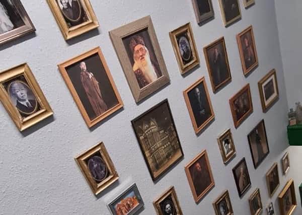 Pictures of fan's favourite Harry Potter characters feature on the walls in the salon.