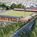 A 4G pitch is set to be installed at the New Manor Ground, with planning permission now being sought for further ground improvements. (Computer-generated image)