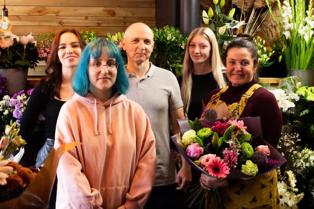 Fresh Ideas Florists owner Sam Brailsford, right, with colleagues Kirsty Noble, Chloe Raines, Nigel Cartwright and Katie Haslam. Missing from the photo is Ian Sanderson.