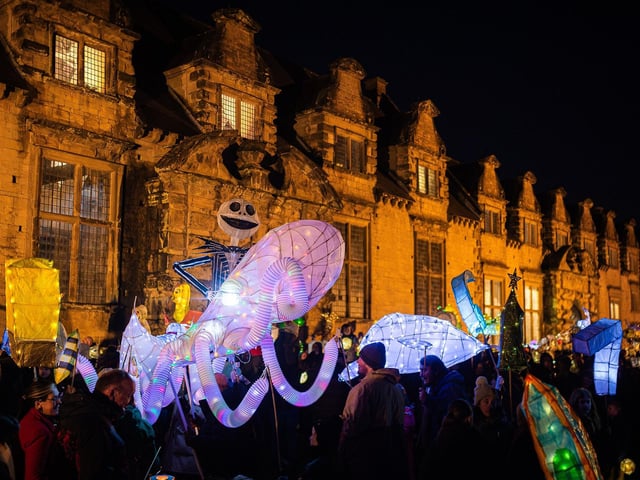 A lantern depicting a giant octopus with moving legs (photo: Lamar Francois)