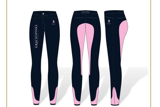 The Gracie Spinks Collection features jodhpurs, a sports bra, a long sleeve base layer, and a short sleeve base layer