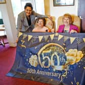 Alms houses in Chesterfield celebrate 50 years. Seen here is manager Jennette Estevez, and residents Kath Palmer, Nora Koziupa and Margaret Pugh.