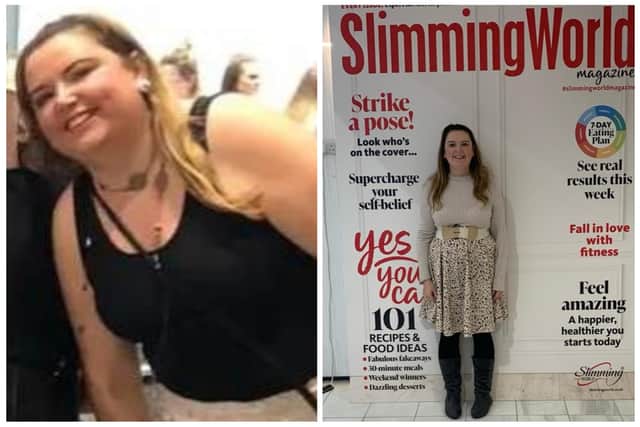 Laura Cowlishaw before and after her weight loss journey.