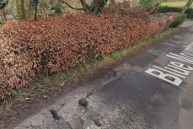 A 'pothole getting bigger each day'  has been reported at Blue Mountains, Little Eaton in March.