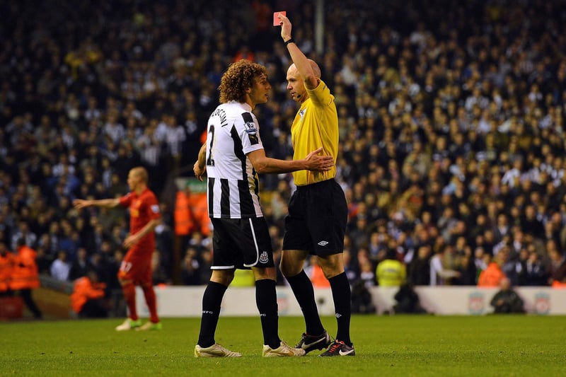 Yellow cards: 1443. Red cards: 87. The Magpies make the top three for red cards, with a hefty amount of dismissals. Fabricio Coloccini, David Batty and Nikos Dabizas were sent off four times during their spells at St James' Park.
