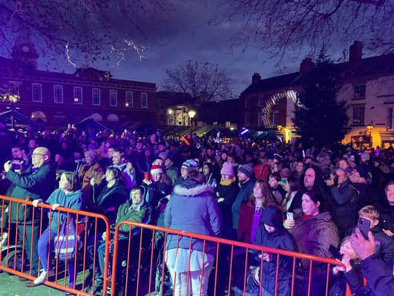 Crowds have been gathering in Chesterfield for the Christmas light switch-on this evening
