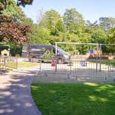 Childrens play area at Queen's Park fenced of for urgent repairs