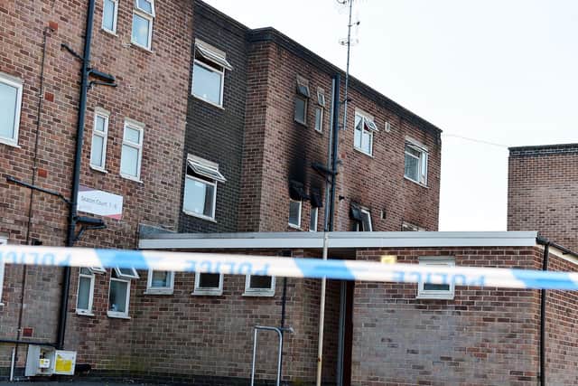 The scene of a fatal flat fire in Chesterfield remains cordoned off today.