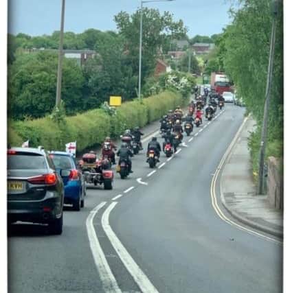 Motorcyclists gathered for Mr Watkinson's funeral on Monday.