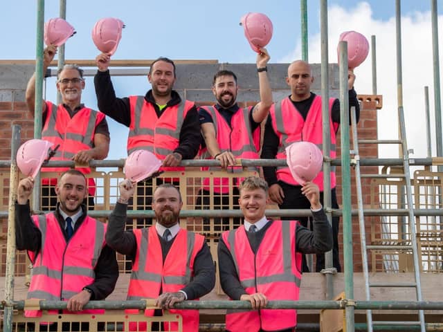 B&amp;DWS - SGB-15016 - The site team in pink PPE at The Spires and Bluebell Meadows