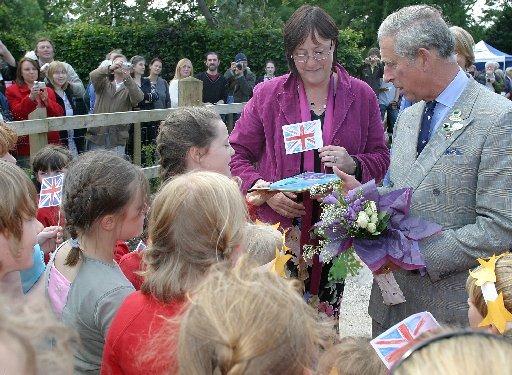 Children of Edale Primary School meet Prince Charles on a visit to the village in 2007.