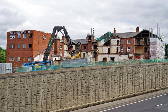 Chesterfield Hotel demolition - 25th July 2022.