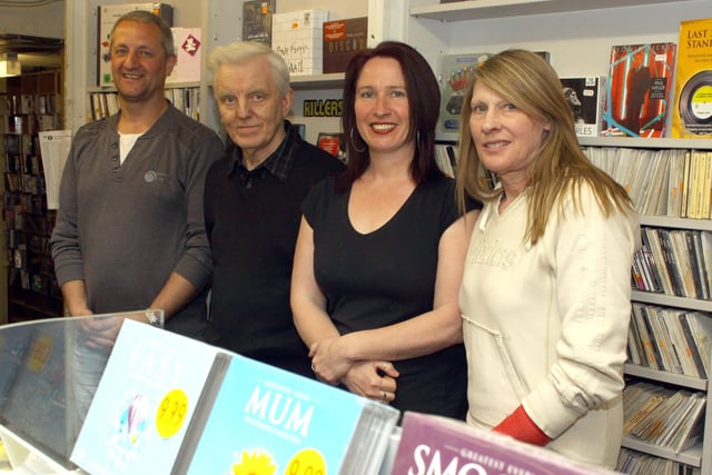 Husdons staff say goodbye as they closed after 104 years trading in 2012. Seen here are family faces behind the counter Julian Turner, Keith Hudson, Ally Brown and Patricia Ireland