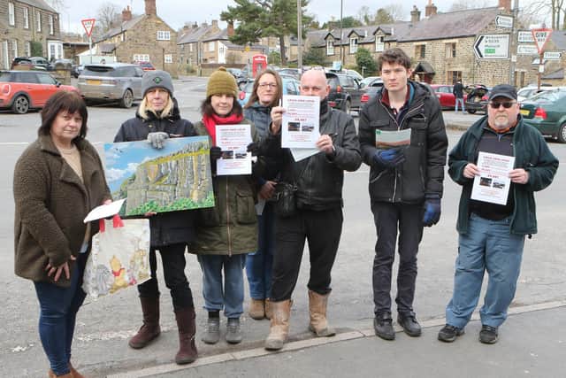 Crich residents hold a protest against the proposed water park in the village.