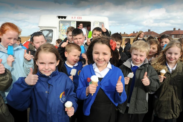 An ice cream party for Sea View Primary pupils and staff after the school got a good Ofsted report in 2011.