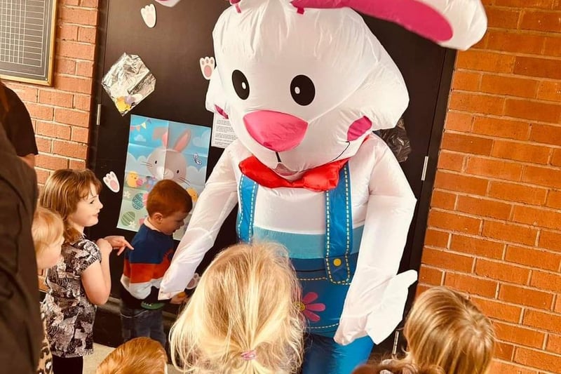 The children were excited after a visit from the Easter Bunny.