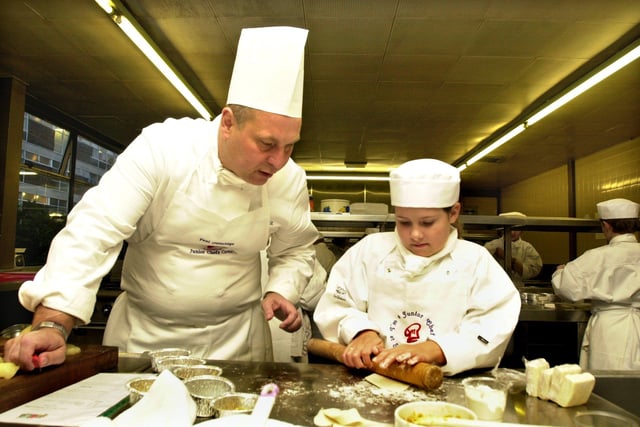Junior Chefs are on a course at Castle College,at Sheffield College pictured isPaul Gutteridge with youngster Alice Shaw