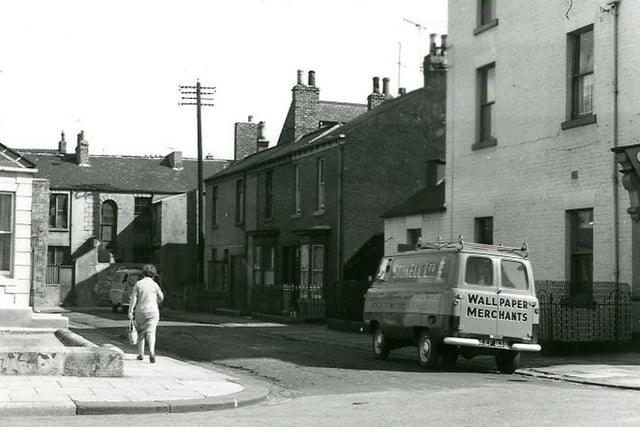 The east side of Archer Street from Tower Street. The houses on the right are demolished. Photo: Hartlepool Museum Service.