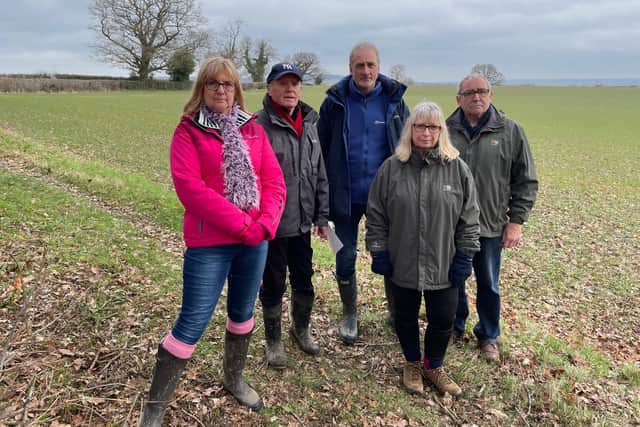 Members of the Dunston Grange Residents Action Group who are fighting plans for 500 homes near Chesterfield. Picture are Andrea and David Watwood, Vicky and Michael Noble and Tony Darwent.