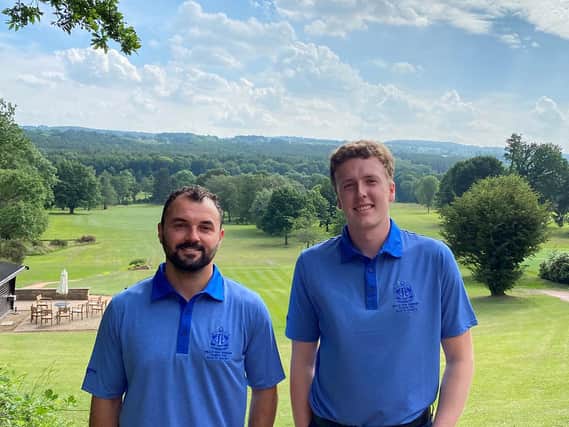 Chesterfield Golf Club members Bradley Rhodes (left) and Matthew Elks will represent England in an international competition at the Open Championship venue