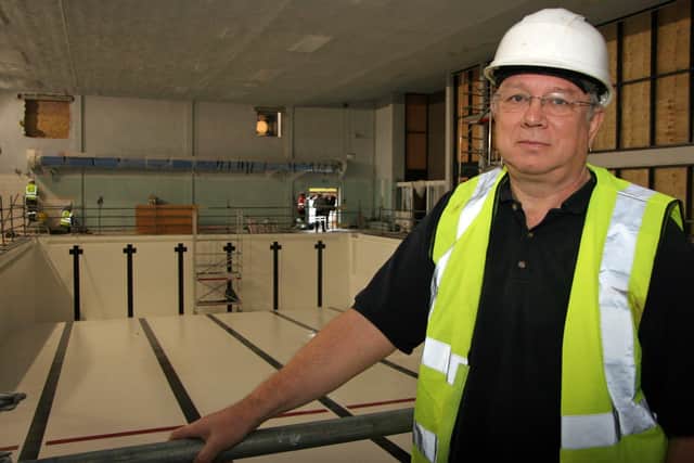 Councillor Jeremy Kenyon at Eckington leisure centre's nearly-finished refurbished swimming pool. Pictures by Rebecca Havercroft.