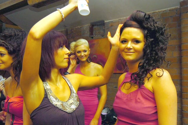 Pictured at a Charity hair show in memory of Michael Charlesworth at the Crystal Bar in 2009 were Ami Thompson and Jessica Edwards.
