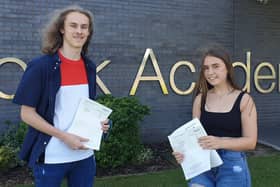 Ben Madeley (left) and Angel Robinson pick up the school’s best GCSE results this year.