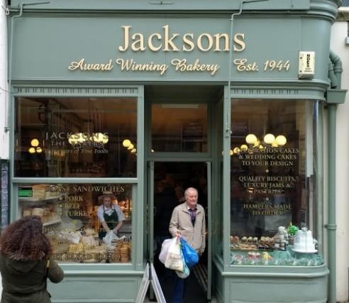 Jackson's the Bakers, 7 Falcon Yard, Broad Pavement, S40 1PF. Eating: 4.3/5 (based on 25 Google Reviews). "Jackson's make the best meat pies, lovely flaky pastry and packed filling."