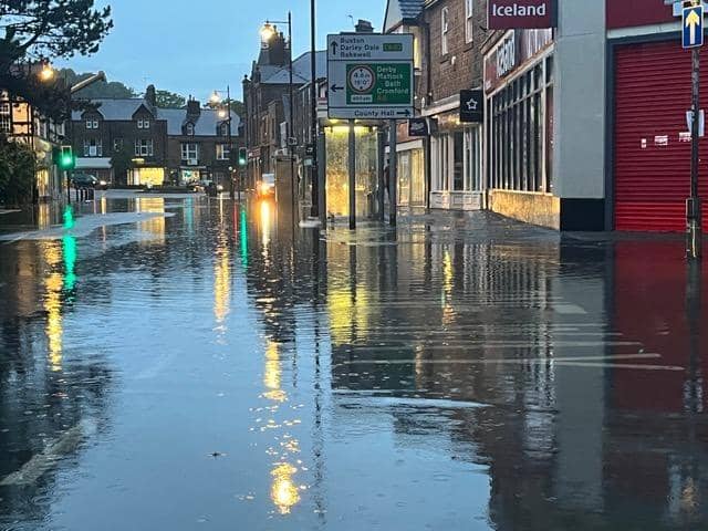 Matlock town centre was left under water again after flash floods on Saturday, July 8. (Photo: Steven Greenhough)