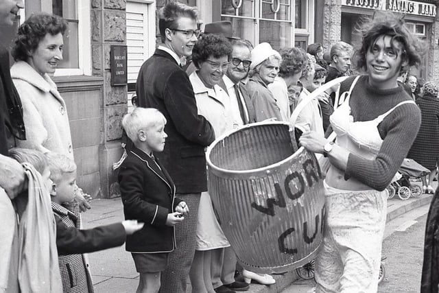Buxton Advertiser archive, July 1966,  a world cup themed collector in Buxton's carnival
