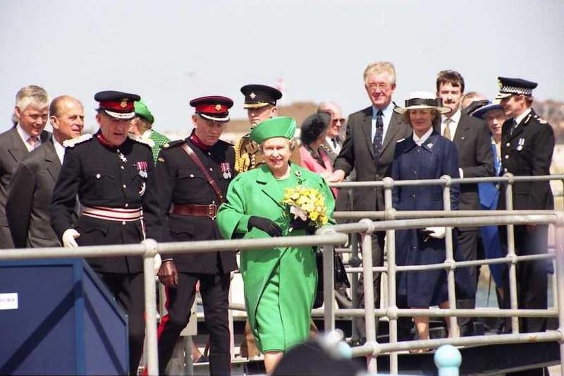 Her Majesty arrives in town in 1993.