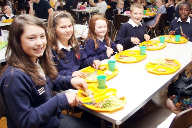 Katie Brown posed: "Chocolate concrete cake and pink custard! Oh and bubble and squeak everyThursday was my favourite at Marlpool Junior school!"  We wonder what the favourite school meals were of these Calow Junior pupils pictured in 2012.